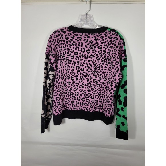 NWOT Asos Sweater Womens Pullover Leopard Cheetah Long Sleeve Green purple - Picture 2 of 6